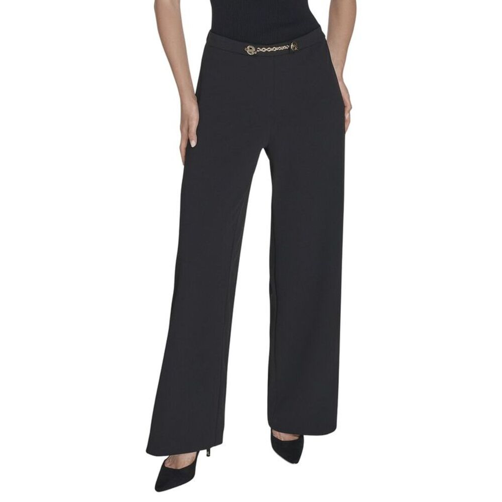 Halston Womens  Chain Front Wide Leg Pant